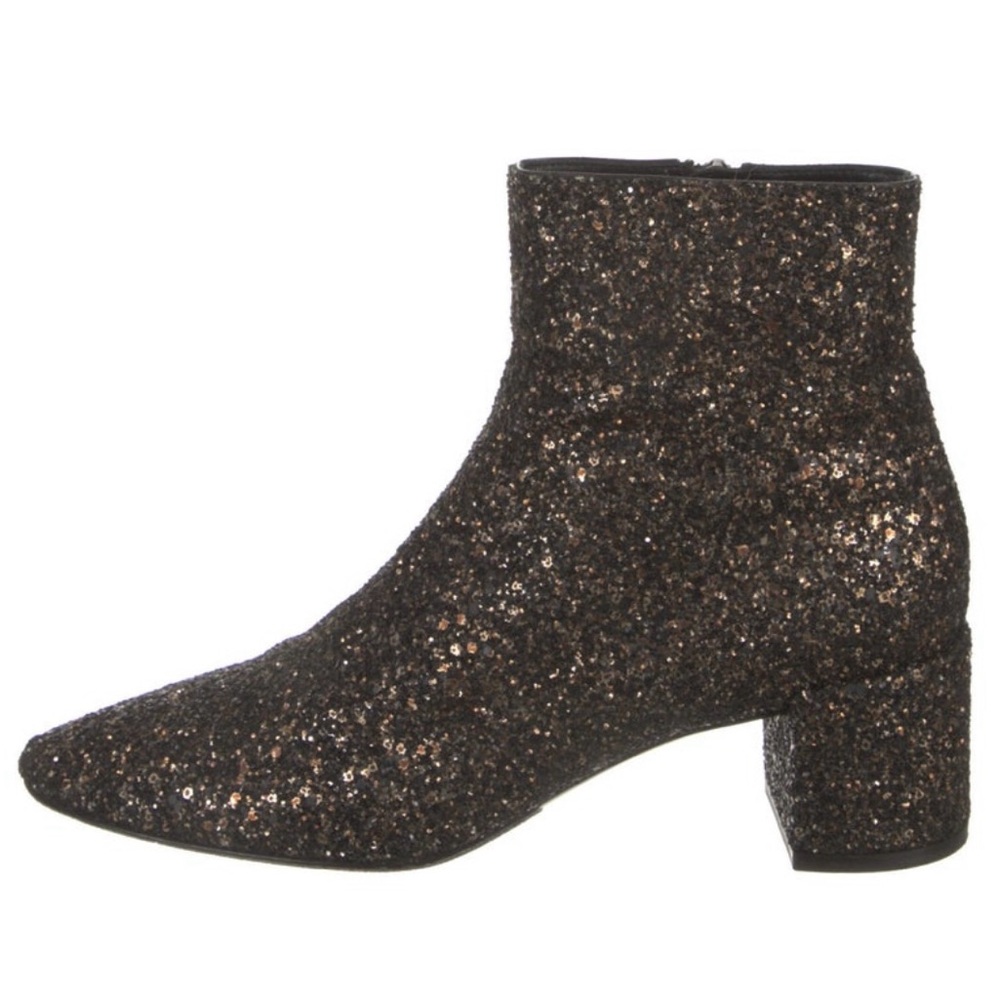 YSL glitter ankle Chelsea boots black gold size 6